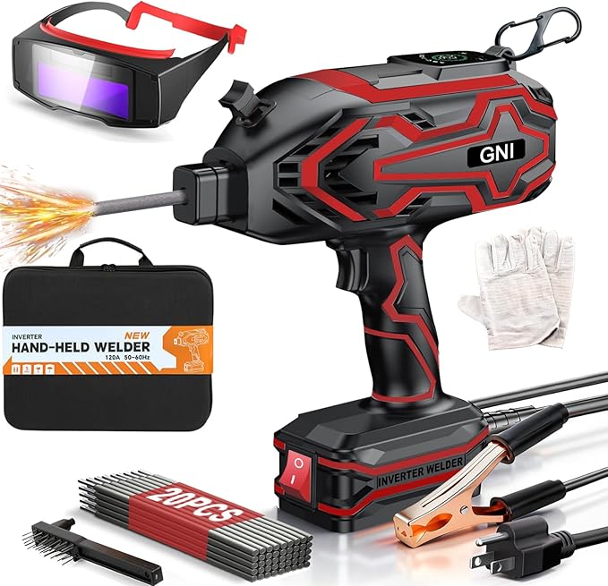 GNI 2026 Upgraded Handheld Welder, LED Display Portable Welding Machine, IGBT Inverter MINI Stick Welder with Auto-Darkening Welding Glasses, 20PCS Rods Welder Machine 110V, Hot Start Anti-stick