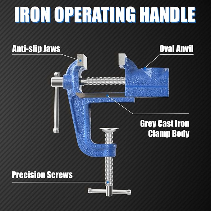 Mini Table Clamp, 2" blue, Small Bench Vise, Upgraded cast steel manufacturing Jewelers Hobby Clamps Craft Repair Tool Portable Work Bench Vise (Mini)