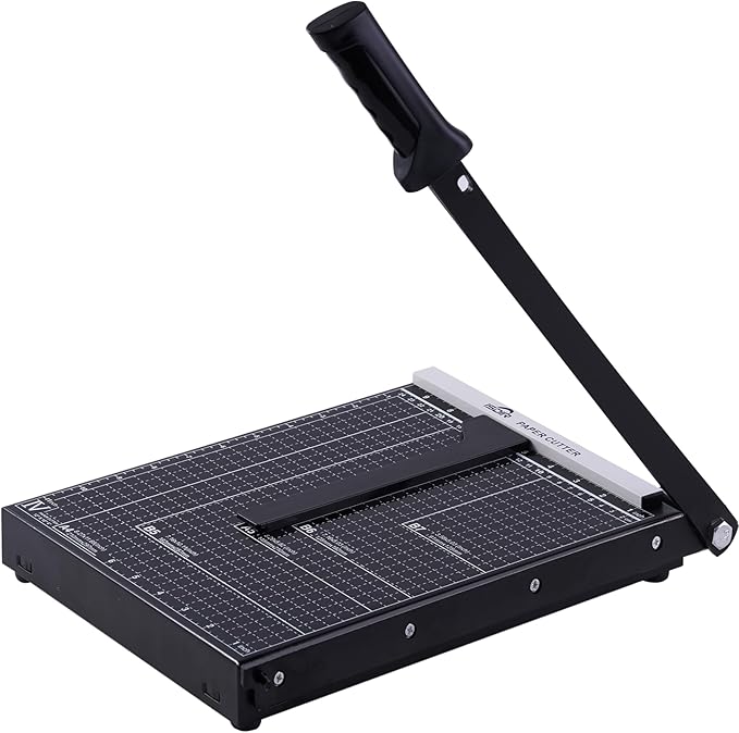 ISDIR 12” Heavy Duty Metal Paper Cutter - 15 Sheet High Capacity Guillotine Trimmer with Blade Safety Lock & Magnetic Guide, Professional Craft Cutter for Cardstock, Photos, DIY & Office