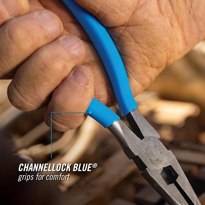 Channellock 317 8-Inch Long Nose Plier with Side Cutter | Needle Nose Pliers with Knife and Anvil - Style Side Cutter | Crosshatch Jaw Forged from High Carbon Steel for Maximum Grip on Materials | Specially Coated for Rust Prevention | Comfort Grips , ...
