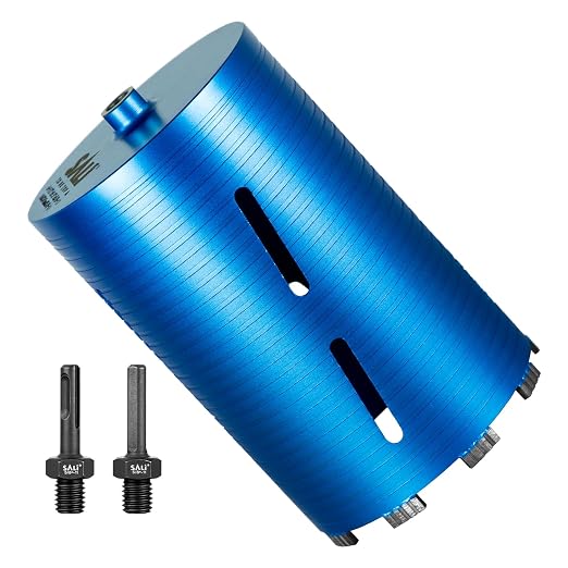 SALI Diamond Core Drill Bits 6 1/2" Diameter 10"/254mm Drilling Depth 5/8-11" Thread Core Bit Turbo Laser-Welded Segments for Cured Concrete with, Brick, Block, Masonry, with Two Adapters