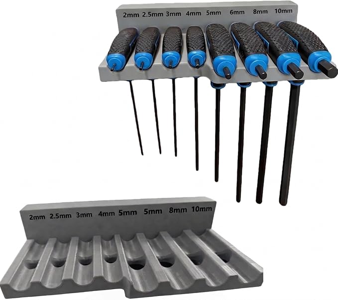 Magnetic T-Handle Hex Key Organizer Rack – Tool Holder for Harbor Freight ICON Style T Handle Wrenches – sae/metric/torx Storage Options (metric)