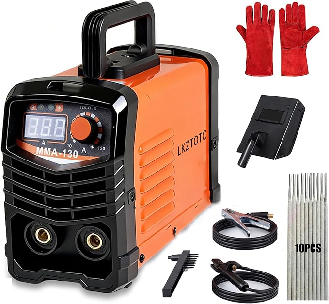 130A Stick Welder 110V, Mini Arc Welder Machine, IGBT Inverter Portable Welding Machine Kit for Home DIY Beginners, with Gloves, Welding Mask, 10 Rods & Wire Brush(Orange)