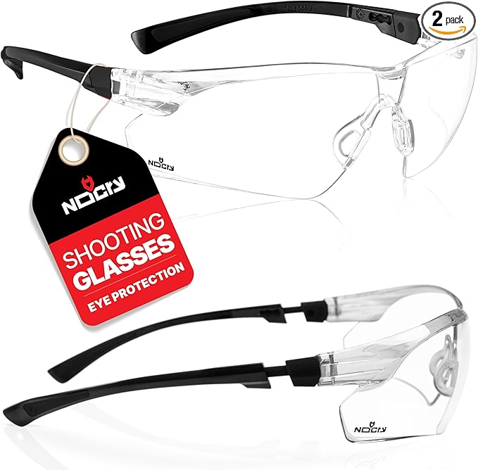 NoCry Clear Shooting Glasses for Men with Anti-Fog and Scratch Resistant Wraparound Lenses — ANSI Z87 Protective Eyewear with Adjustable Temples & Nose Pad — 100% UV Eye Protection