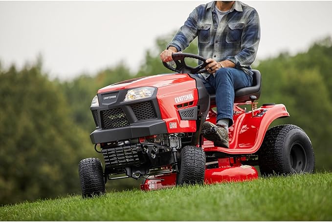 CRAFTSMAN 36" Gas Riding Lawn Mower with 11.5 HP* Briggs and Stratton Single-Cylinder Engine, Gas Lawn Tractor with 7-Speed Transmission, Red/Black (13AC77XYA93)
