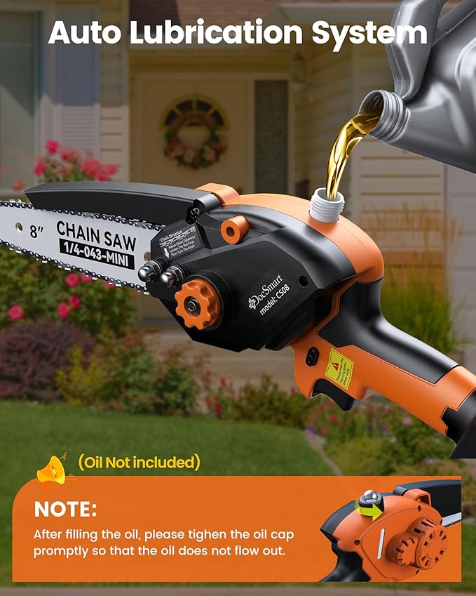 Electric Mini Chainsaw for Pruning Small Trees with 2pcs 4000mAh Batteries, Brushless 8 inch & 6 inch Portable Hand Saw, 1500W Handheld Chain Saw for Wood Cutting, Gardening Gifts for Mother’s Day