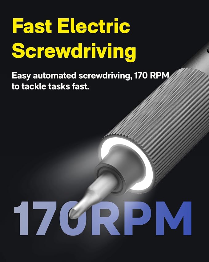 HOTO 25-in-1 ADV Mini Electric Screwdriver, Precision Screwdriver Set with LED & Dual Torque, Professional Repair Tools for Technicians, Engineers & DIY Electronics