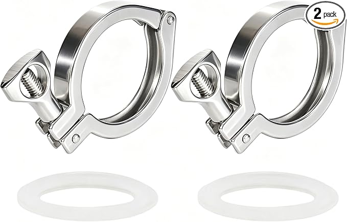 Beduan 2" Sanitary Tri Clamp 304 Stainless Steel Single Pin Heavy Duty Tri Clamp Clover with Wing Nut for Ferrule TC 2" (Thicker, Pack of 2)