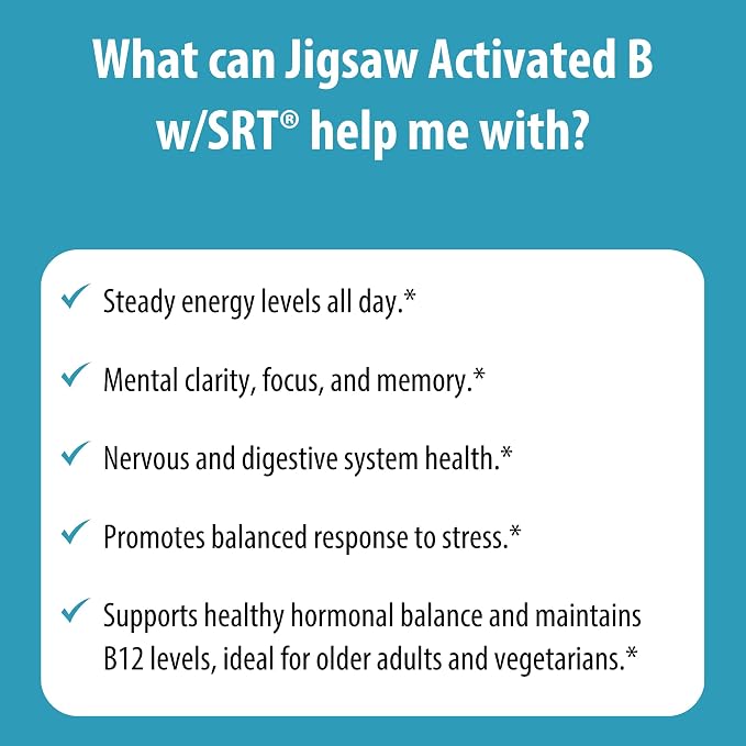 Jigsaw Health Activated B w/SRT | Supports Healthy Nervous System and Energy Production | 120 Tablets