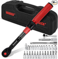 Hairich Torque Wrench Bicycle,1/4 inch drive 2.3-24.9 N.M/20-220IN.LB, Bike Torque Wrench Set,30PCS Click Torque Wrenches with 1/4 Ratchet Wrench, Extension Bar, Sockets for Bicycle