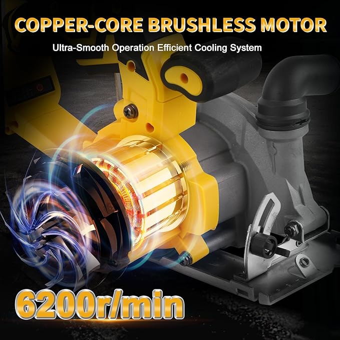 6 Inch Circular Saw Compatible with Dewalt 20V Max Battery(No Battery), Brushless Round Saw Kit, 0-45° Cutting Bevel, 6200 RPM, Idea for Wood Plastic Soft Metal