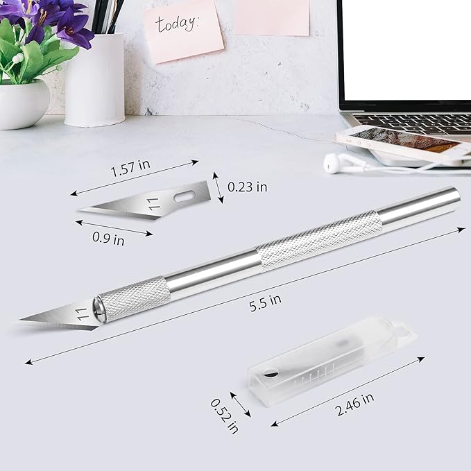 DIYSELF 23 Pack Scrapbooking Tools, Exacto Knife Craft Knife Precision Carving Hobby Knife Kit, 20 Spare Art Knife Blades for Art, Scrapbooking, Stencil, 8" x 6" Cutting Mat