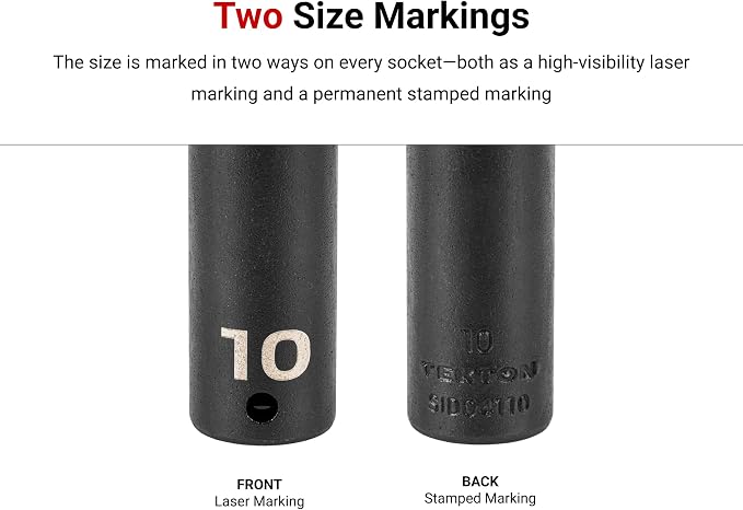 TEKTON 1/4 Inch Drive Impact Socket Set, 48-Piece | SID90112 | (4 - 17 mm), Shallow, Semi-Deep, and Deep, 6-Point, Socket Rail