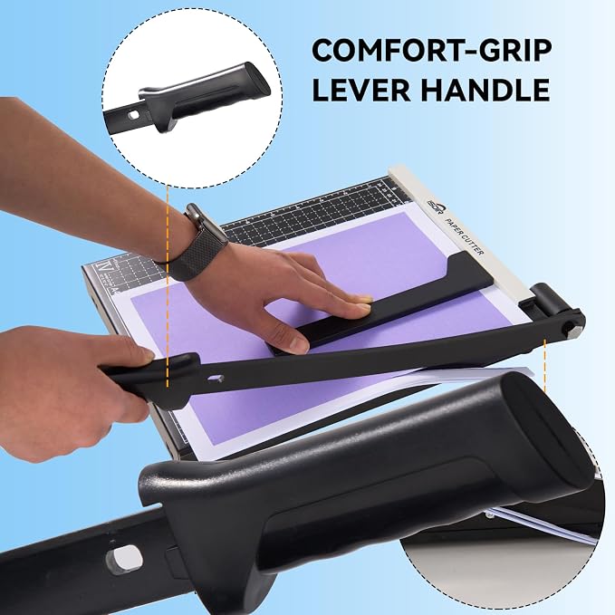 ISDIR 12 Inch Paper Trimmer with Automatic Security Safeguard and Side Ruler for A4, Craft Paper, Label, Photo and Cardstock - Ideal for Scrapbooking and DIY Projects(Black) (12"Black5)