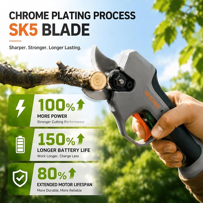 Lightweight Electric Pruning Shears for Tired Hands, Cordless Pruner for Women, Seniors & Smaller Hands, 4200mAh Battery, Adjustable 0.6"/1" Cutting Opening, SK5 Blade Brushless Garden Shears