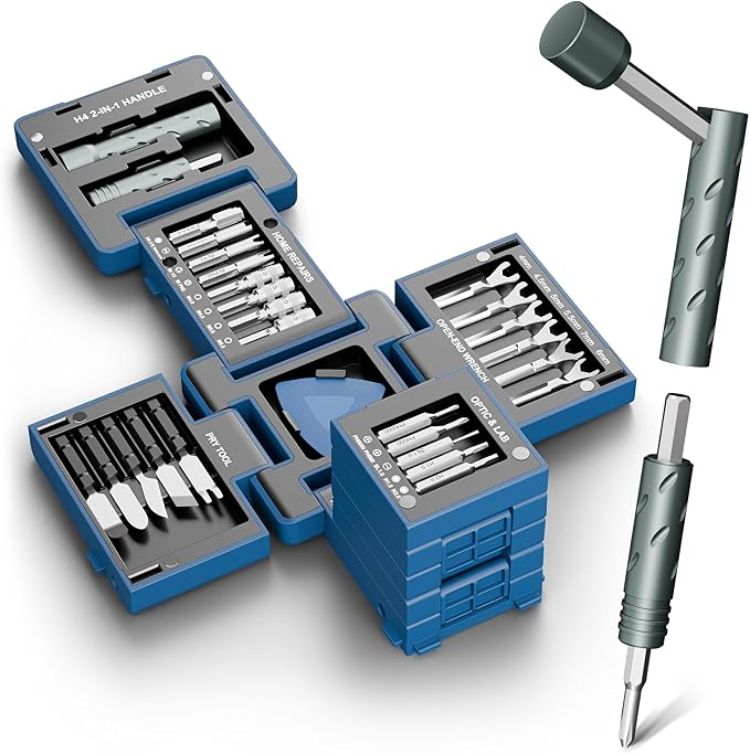 STREBITO 55-in-1 Precision Screwdriver Set, Compact Magnetic Repair Tool Kit with 2-in-1 Screwdriver, Mini Wrenches, Pry Tools and Specialty Bits for Electronics, Computer, Laptop, Phone, Bike (Blue)