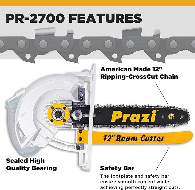 Prazi 12" Beam Cutter Attachment for Circular Saws – For 7-1/4" Circular Saws, Non-Worm Drive – Increase Cut Depth from 2-1/2” to 12”
