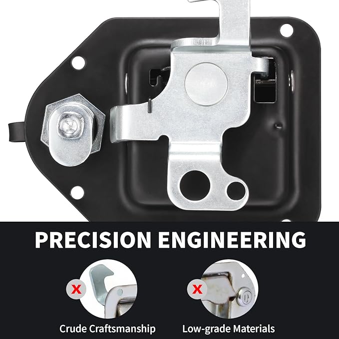 Black Truck Box Latch Replacement kit, Paddle Latch Tool Box Locks with Keys,Truck Box, Trailer Door, RV, Camper, Storage Box, 4.4" L x 3.3" W, 4PC