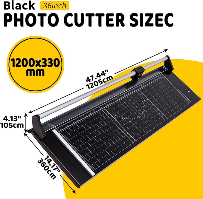 36 Inch Rolling Cutter Precision Rotary Paper Trimmer,Manual Heavy Duty Professional Rolling Trimmer for Photo Paper,Film,Art Paper Jam,Office Paper, Thin Plastic Soft Board,PVC,Cutting Table