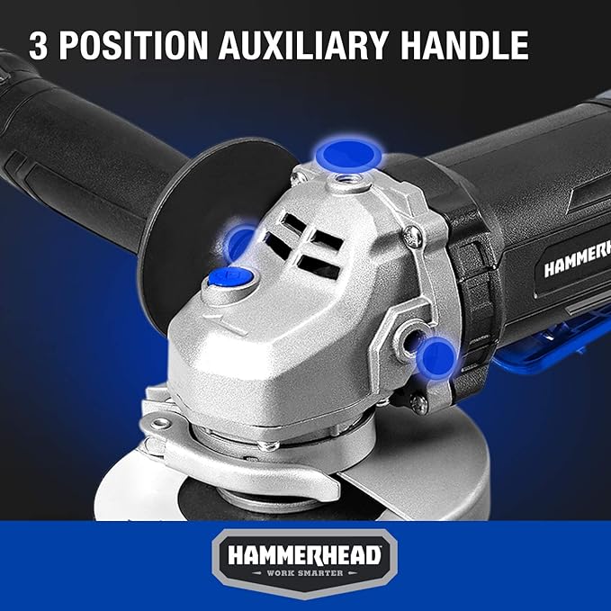 Hammerhead 6-Amp 4-1/2 Inch Angle Grinder with 3 pcs Grinding Wheel – HAAG060