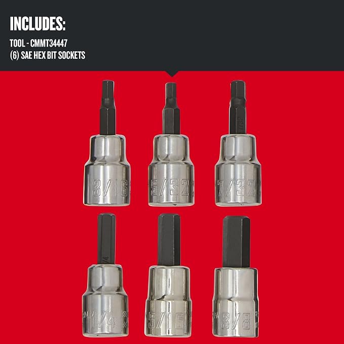 CRAFTSMAN Hex Bit Socket Set, 3/8" Drive, SAE, 6-Piece (CMMT34447)