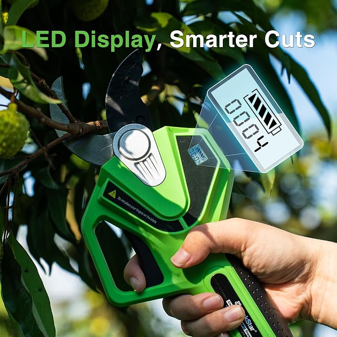 TaskStar Electric Pruning Shears with Pole: 1.6" Cutting Diameter 2-in-1 Cordless Pole Pruner - 2 Pcs 4.0Ah Batteries, Brushless Motor, Extra SK5 Blade, Branches Cutter for Flower Tree Trimming