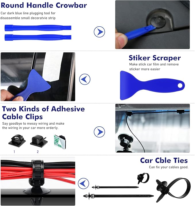 JNLK 352pcs Trim Removal Tool, Pry Tool, Door Panel Removal Tool Kit, Clip Tool, Fasteners Removal Tool with Car Retainer Body Clips Set, Blue