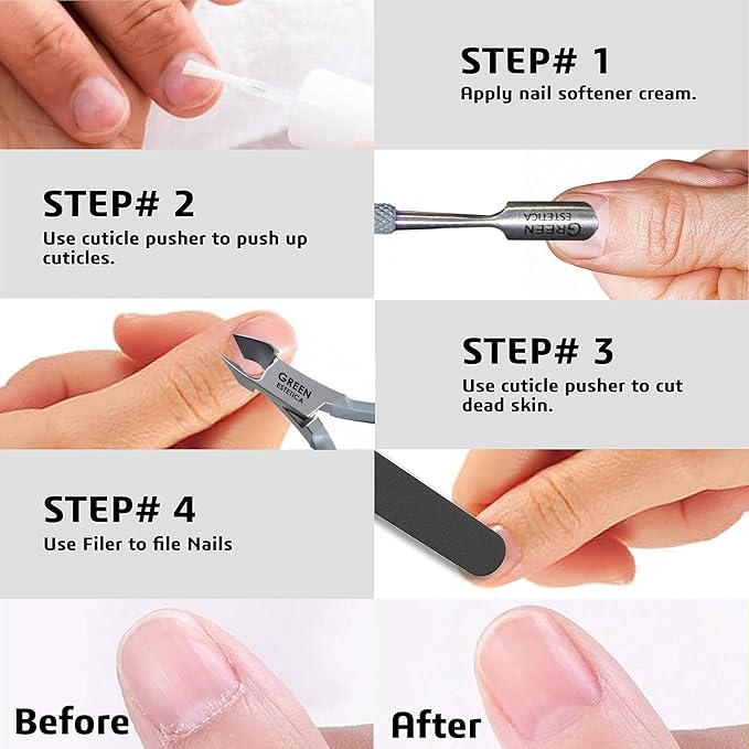 Professional Cuticle Trimmer Nail Cuticle Cutter Stainless Steel Cuticle Nippers with Sharp Blades Double Spring Manicure Tools for Nail Care Pedicure Home Spa (Gray - Pusher Included)