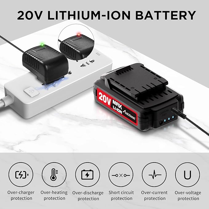 AVID POWER 20V Cordless Drill Set for Home DIY & Beginner Projects - Lightweight Power Drill with Battery Charger & 22 Bits, Variable Speed, 3/8" Keyless Chuck, Ideal for Furniture Assembly (Red)