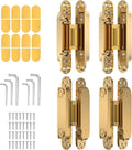 4-Pack 7 inch Hidden Hinges for Doors Invisible Hinges Concealed Zinc Alloy 180 Degree Swing 3 Way Adjustable Butt Silent Door Hinge 7 x 2.8 x 1 inch (Gold)
