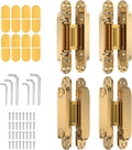 4-Pack 6 inch Hinge for Doors Invisible Hinges Concealed Hinges Zinc Alloy 180 Degree Swing Hinge 3 Way Adjustable Butt Silent Door Hinge 6 x 2.5 x 1 inch (Gold)
