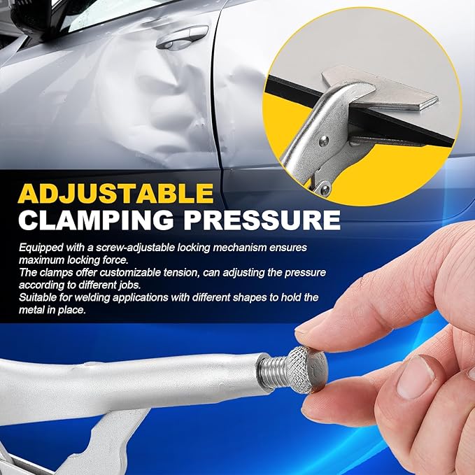DASBET 10" Locking Sheet Metal Clamp | Heavy Duty Sheet Metal Grip Tool, Welding Locking Plier Tools, Adjustable Opening Nickle Plated Welding Plier Sheet Vice Grip Tool