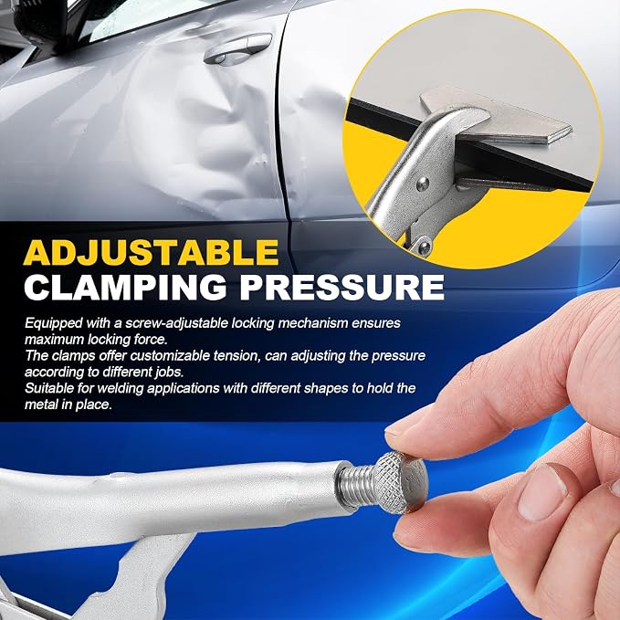 DASBET 10" Locking Sheet Metal Clamp 4 PCS | Heavy Duty Sheet Metal Grip Tool, Welding Locking Plier Tools, Adjustable Opening Nickle Plated Welding Plier Sheet Vice Grip Tool