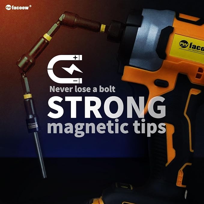 Facoow 55PCS Impact Nut Driver Set Magnetic, SAE&Metric Nut Drivers, Deep Impact Nut Drivers, Impact Socket Adapters, Wing Nut Driver, Power Bit,Quick Release Extension, Pivoting Nutsetter,Storage Box