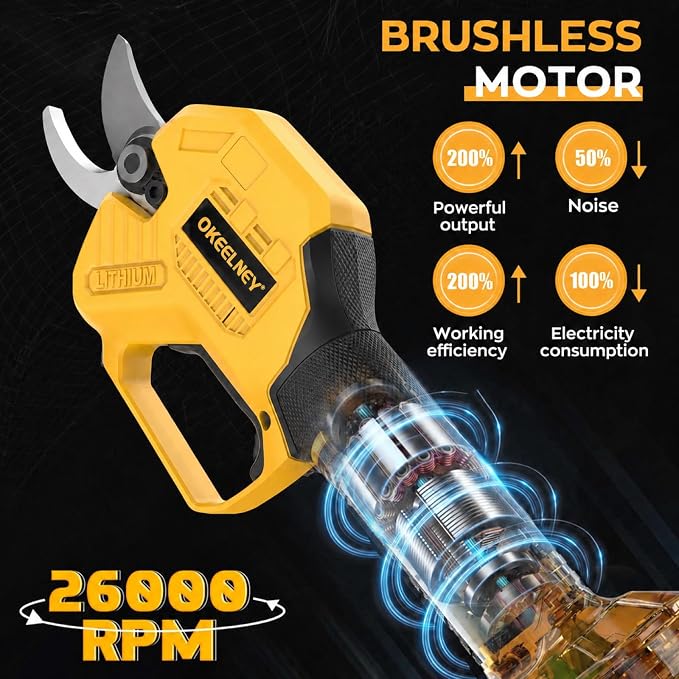 Electric Pruning Shears for DeWalt 20V Max Battery, Brushless Cordless Branch Cutter Pruner with 1.4 inch Cut Capacity for Tree trimming, Shrubs, Gardening - 1 YEAR WARRANTY