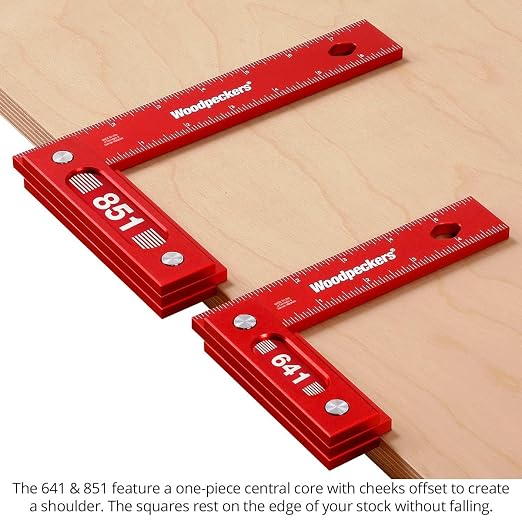 Woodpeckers Precision Woodworking Square, 150MM, Aluminum, USA Made, Feature Packed Metric Square, Self Standing, Shoulder Lip, Laser Engraved Scales