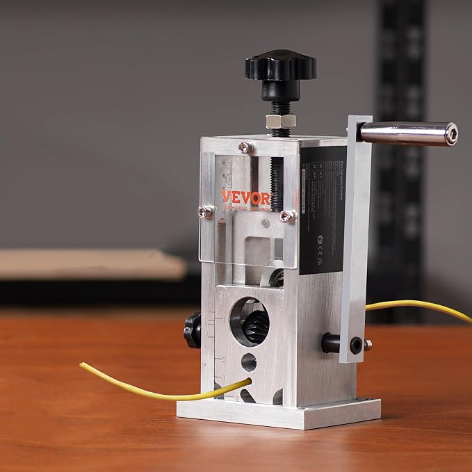 VEVOR Manual Wire Stripping Machine, 0.06''-1.18'' Copper Stripper with Hand Crank or Drill Powered, Visible Stripping Depth Reference, Portable Aluminum Frame Wire Peeler for Scrap Copper Recycling