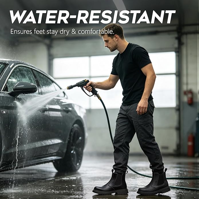 Unisex-Adults Steel Toe Chelsea Boots, Men's Industrial Construction Shoes, Waterproof, Lightweight, Comfortable, Non-slip Safety Boots