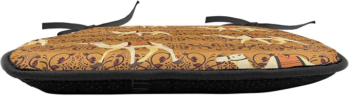 Lunarable Camel Chair Seating Cushion Set of 4, Traditional Pattern with Strokes Desert Animal Repetition in Folk Accessories, Anti-Slip Seat Padding for Kitchen & Patio, 16"x16", Apricot and Cream