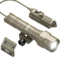 Feyachi Rifle Light 1200LM 22500Candela WL25 Tactical AR Flashlight LED Outdoor Light with Pressure Switch & Picatinny/Mlock Rail Mount, 3 Modes - High/Low/Strobe (Pic & Mlok-Khaki)