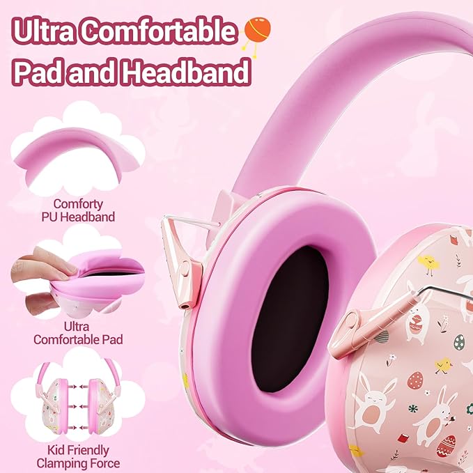 Dr.meter Ear Muffs for Noise Reduction: 27SNR Noise Cancelling Headphones for Kids Adults - Toddler Kids Ear Protection for Monster Truck, Autism Sensory, Mowing, Concerts, Fireworks- Pink