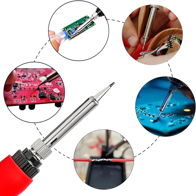Soldering Iron Kit, 60W Digital LED Display Solder Pen, 5-in-1 Fast Heating with Solder Wire, Flux Rosin Paste, Mini Stand, Sponge for Electronics Repair Hobby DIY 120V from Plusivo