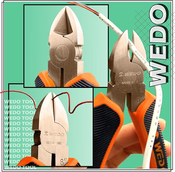WEDO Non-Sparking Diagonal Cutting Pliers 8”, Spark-Free Side Cutters Pliers, Wire Cutters, Flush Cutting, BAM & FM Certificate, Beryllium Copper, For Electrical and Homes