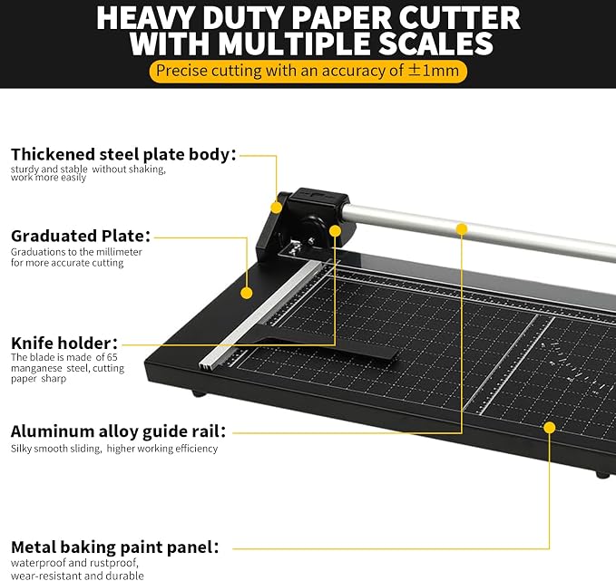 36 Inch Manual Precision Rotary Paper Trimmer,Heavy Duty Rolling Cutter Tool,Professional Rolling Trimmer for Cutting Photo Paper,Card Stock,Office Paper