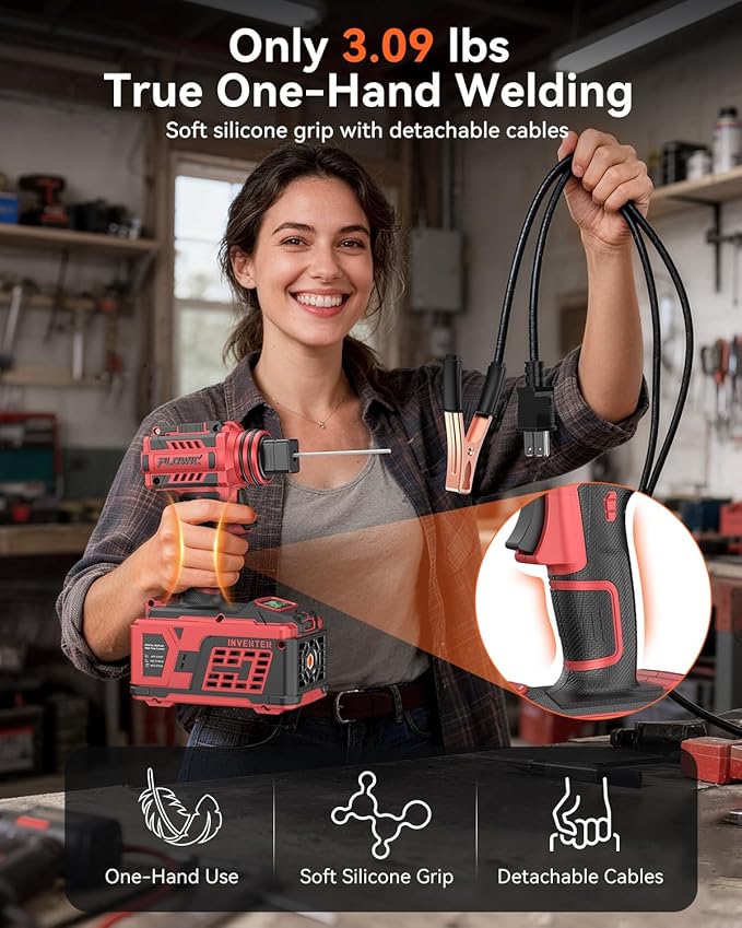 Portable Welding Machine:【2026 Upgraded】110V Handheld Welder with Balanced Design, LCD Display & 3 Modes (MMA/Hot Start/Arc Force), 200A IGBT Inverter ARC Welder Gun Fits 1/16"-1/8" Rods, Red
