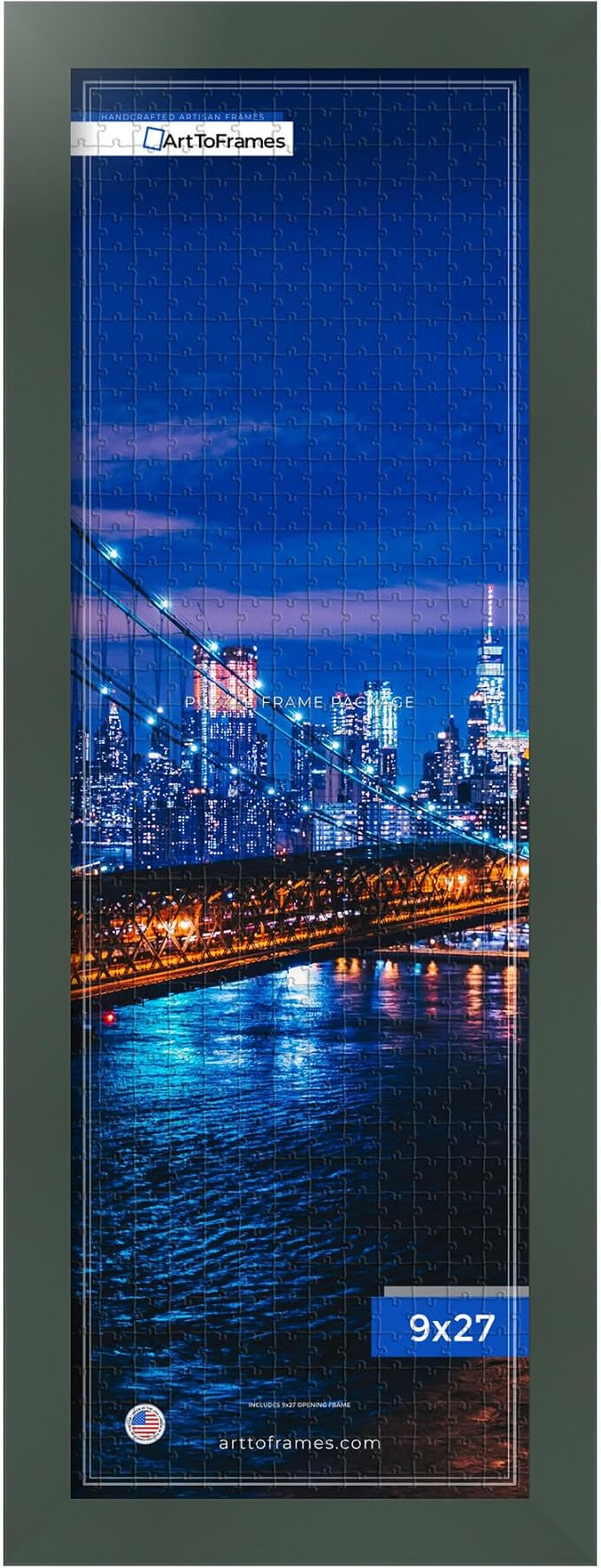 ArtToFrames Puzzle Frame for Buffalo Games 500 Piece Jigsaw Puzzles, 9x27 Inch (23x69 cm), Fern Green Engineered Wood with Economy Acrylic, Ready to Hang Puzzle Display