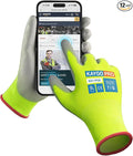 Work Gloves PU Coated for Men and Women, 12 Pairs Safety Work Gloves with Two Fingers Touchscreen, Breathable and Lightweight,Ideal for Light Warehouse, Manufacturing, Gardening, KG11P (S,Green)