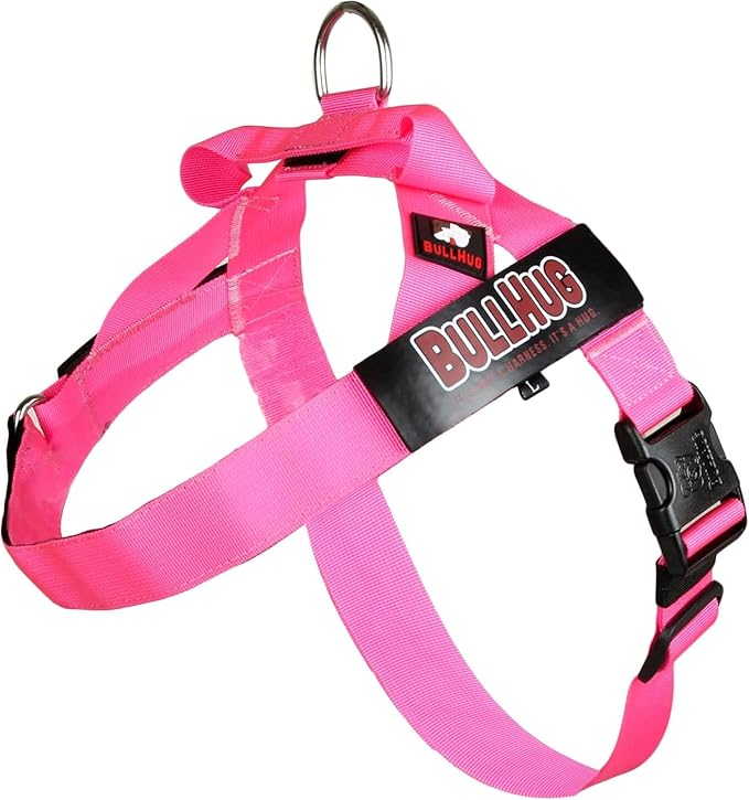 Adjustable Dog Harness– No Pull, No Choke – for English Bulldogs, French Bulldogs, Pugs & Broad-Chested Breeds – Easy, Safe Walks (NEON Pink, Large)