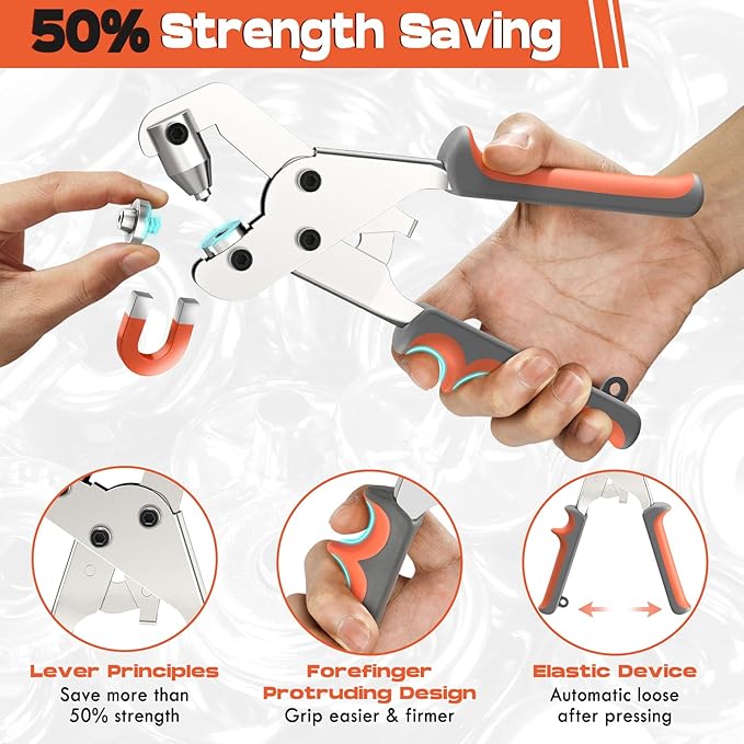 NEU MASTER Snap Fastener Tool, Heavy Duty Snap Fastener Kit with 140pcs Snap Buttons, Handheld Snap Pliers Canvas Repair Kit for Leather, Boat Covers, Marine Canvas, Tarp, Fabric