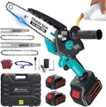 Electric Mini Chainsaw for Pruning Small Trees with 2pcs 4000mAh Batteries, Brushless 8 inch & 6 inch Portable Hand Saw, 1500W Handheld Chain Saw for Wood Cutting, Gardening Gifts for Mother’s Day